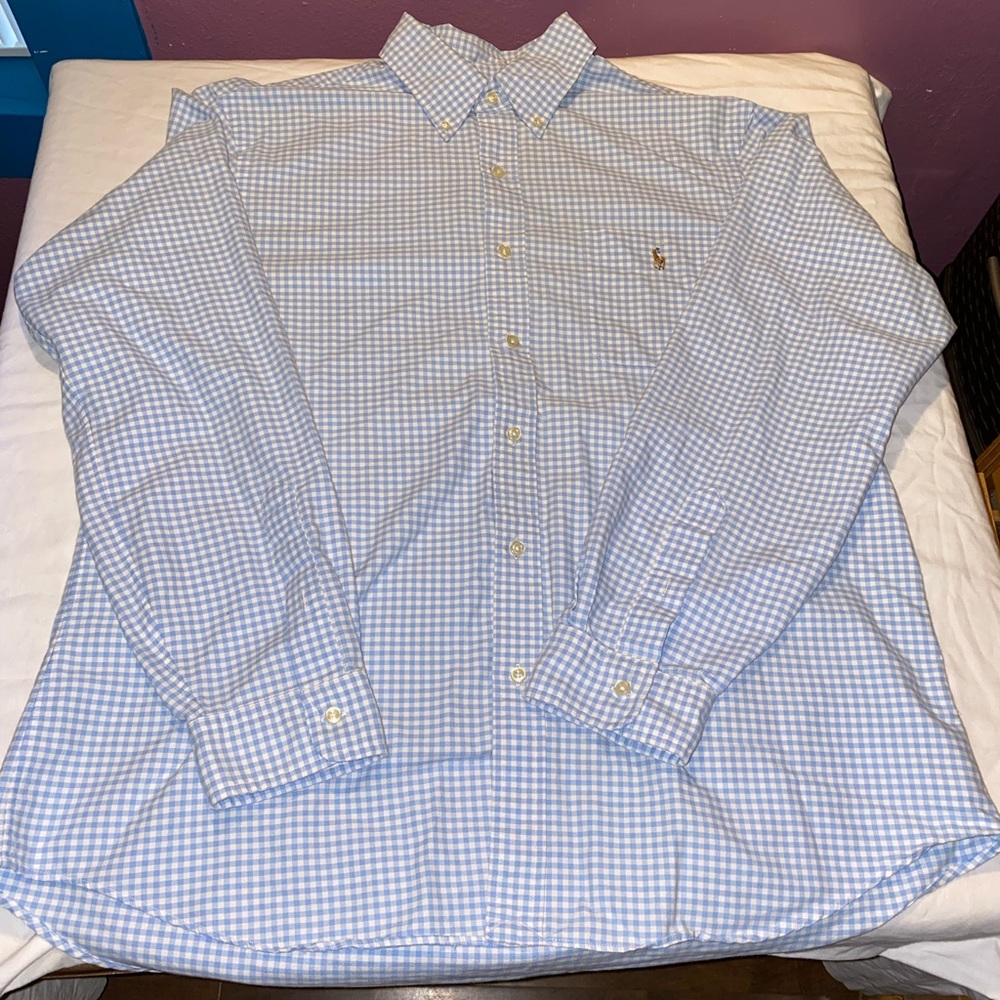 Blue plaid Polo Ralph Lauren button up shirt size XL